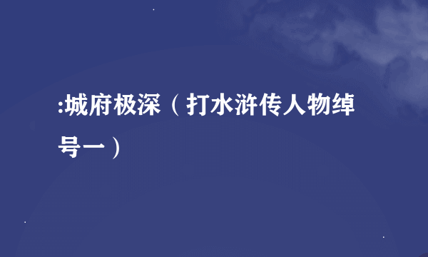 :城府极深（打水浒传人物绰号一）