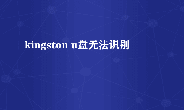 kingston u盘无法识别