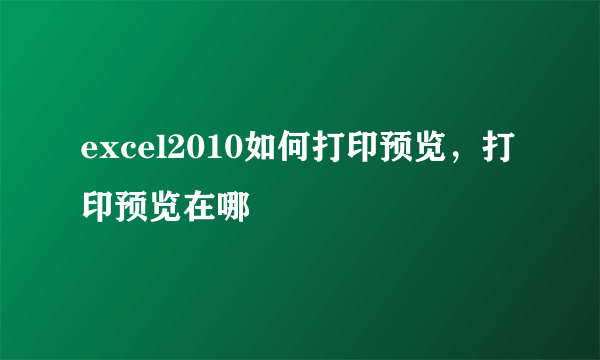 excel2010如何打印预览，打印预览在哪